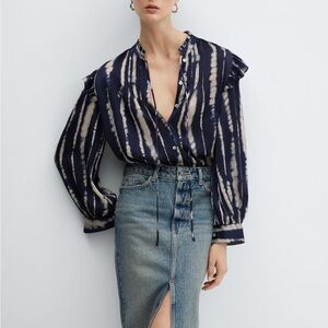 Mango satin print blouse